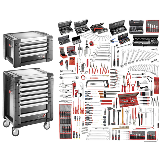Servante d'atelier 8 tiroirs remplis d'outils, rouge FACOM JETCM215BNL