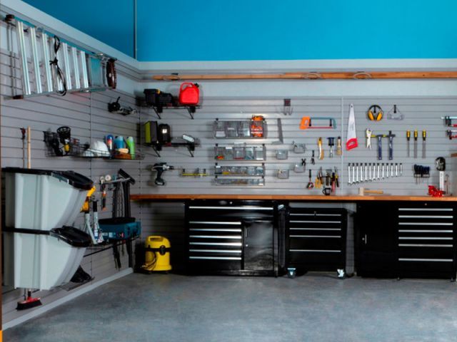 Ensemble de 2 équipements d'atelier, établi, armoire à outils, mur perforé,  armoire murale - Cdiscount Bricolage